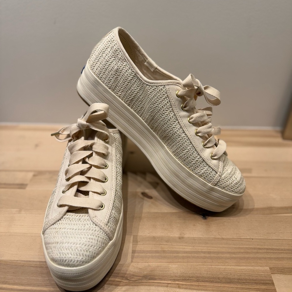 Kate Spade for Keds Triple Up Woven Platform Sneakers Women’s 11 Cream
